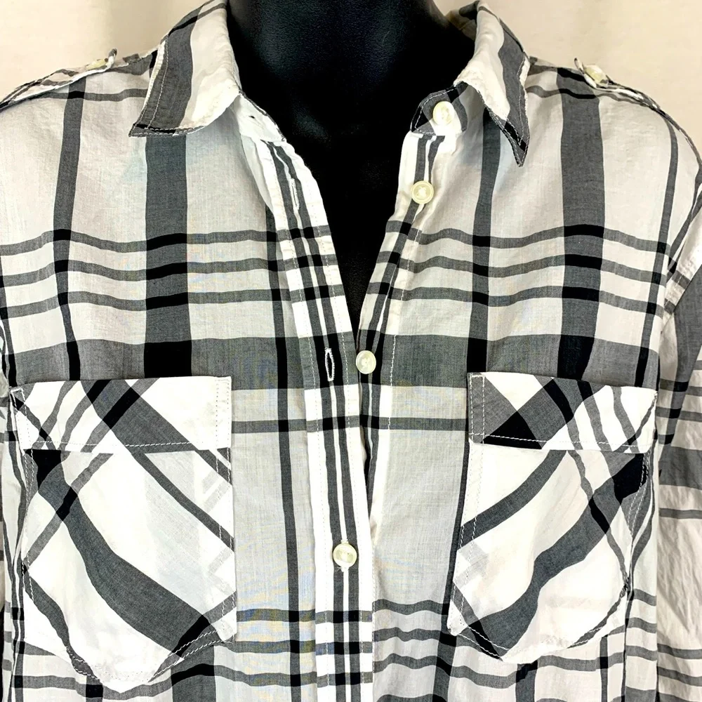 Express boyfriend plaid button down shirt , size junior large